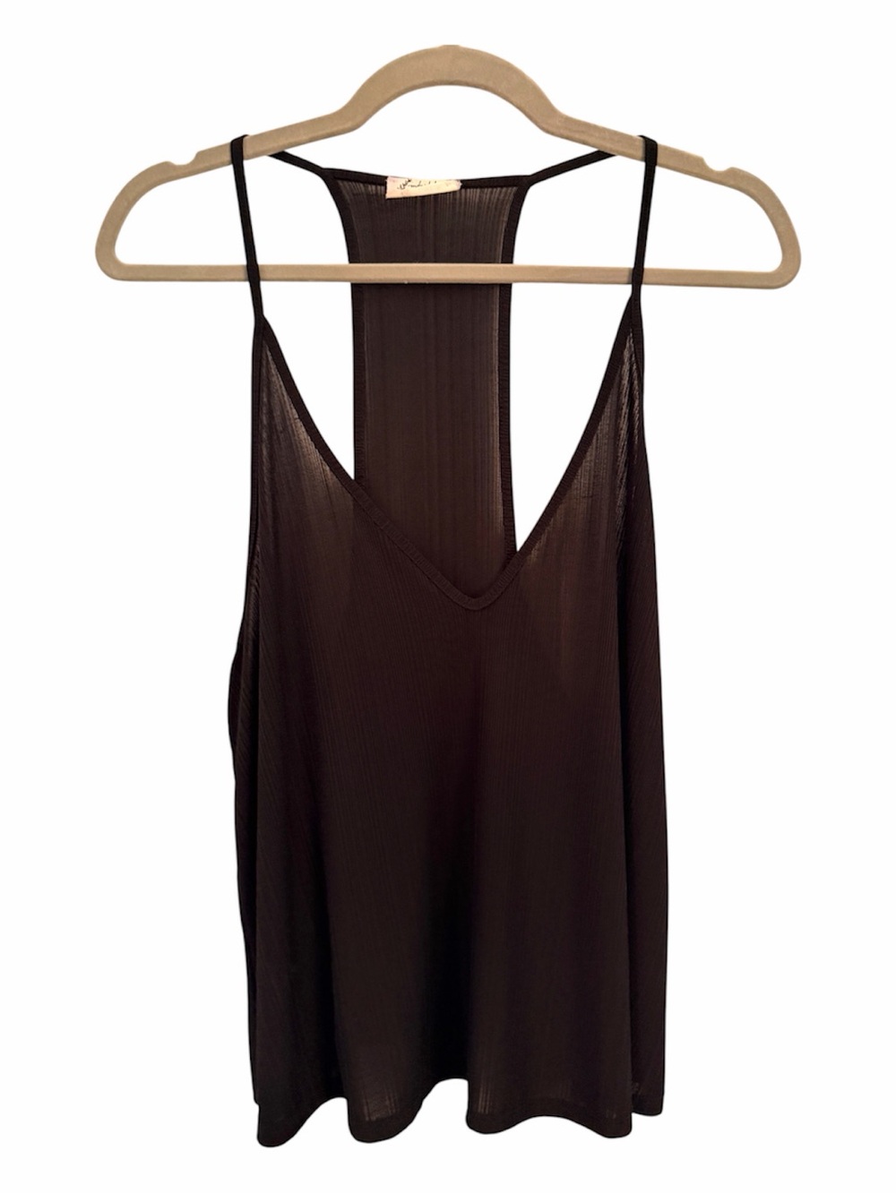 FREE PEOPLE S Intimately Free People Black Ribbed Open Back Tank Top